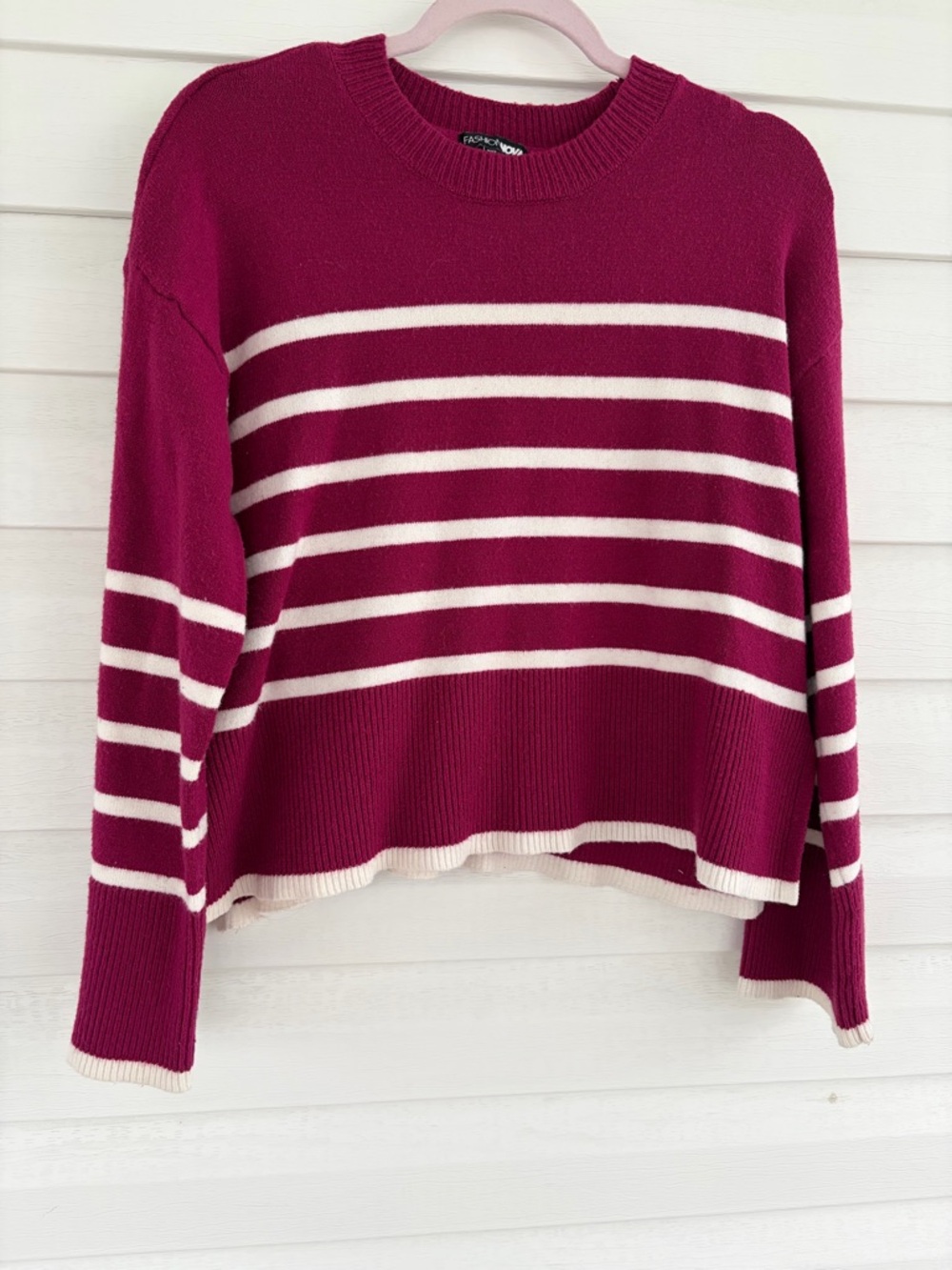Fashion Nova Rich Burgundy Knit Sweater Bell Sleeves